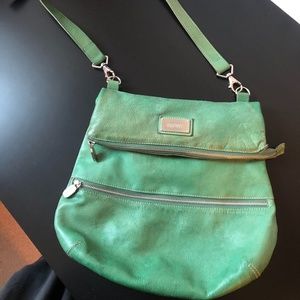 Prune green leather cross body